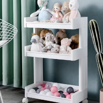 Multi-Layer Removable Bookshelf and Storage Rack Cart Plastic Office Supplies and Toiletries Container for Kitchen and Home Use